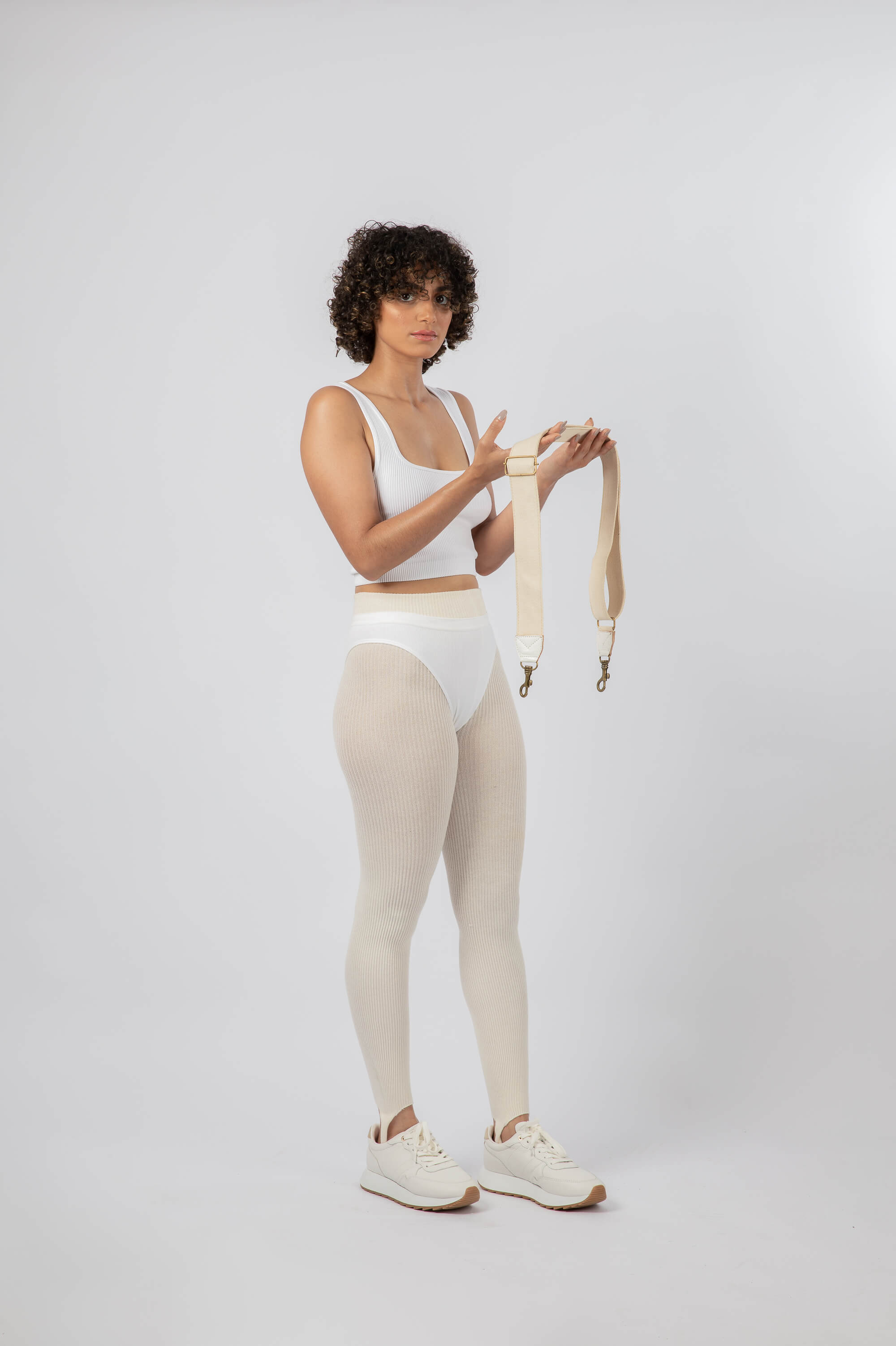 Webbed Cotton Shoulder Strap Off-White and White