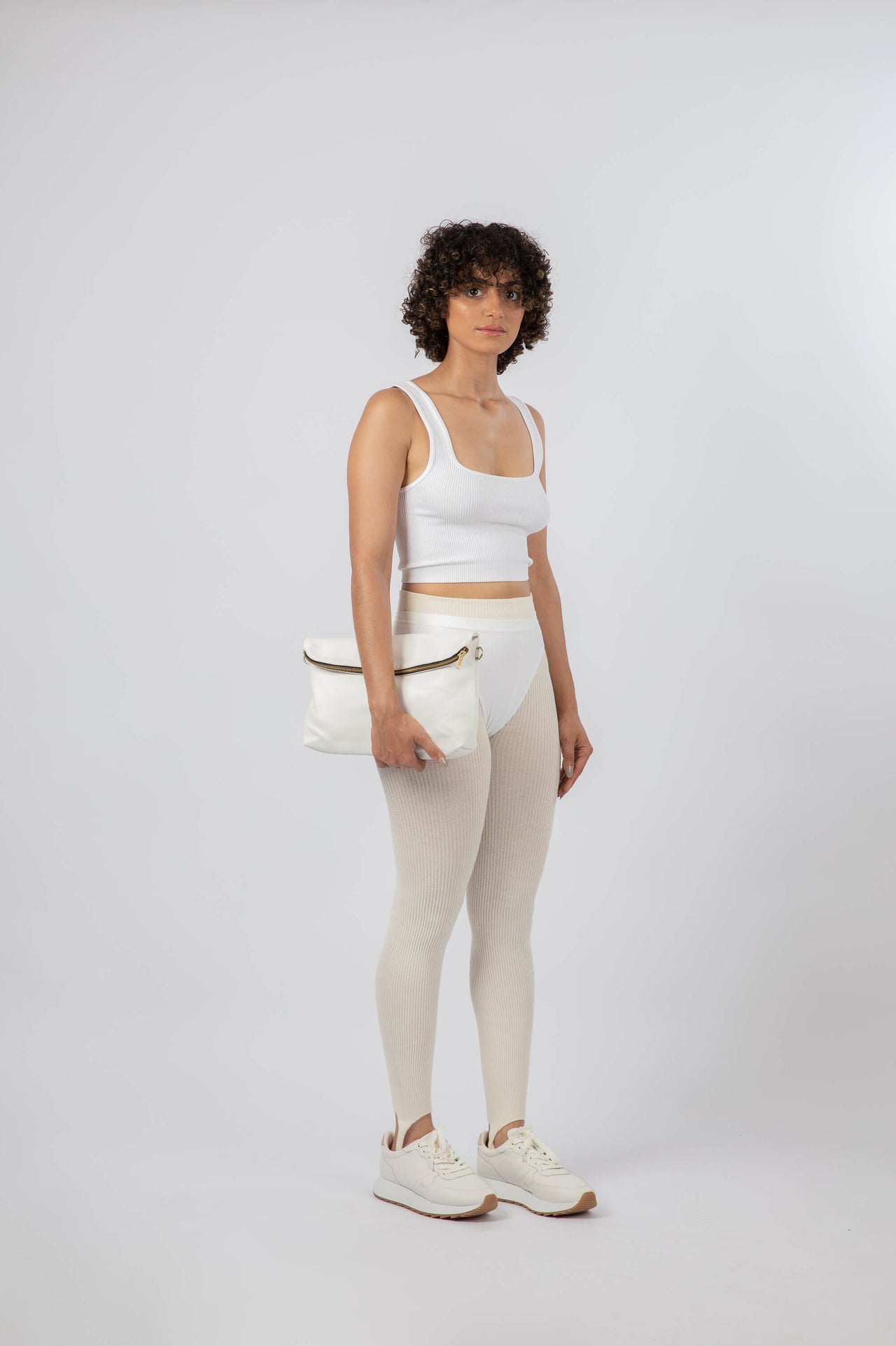 Soft Leather Convertible Clutch Handbag White