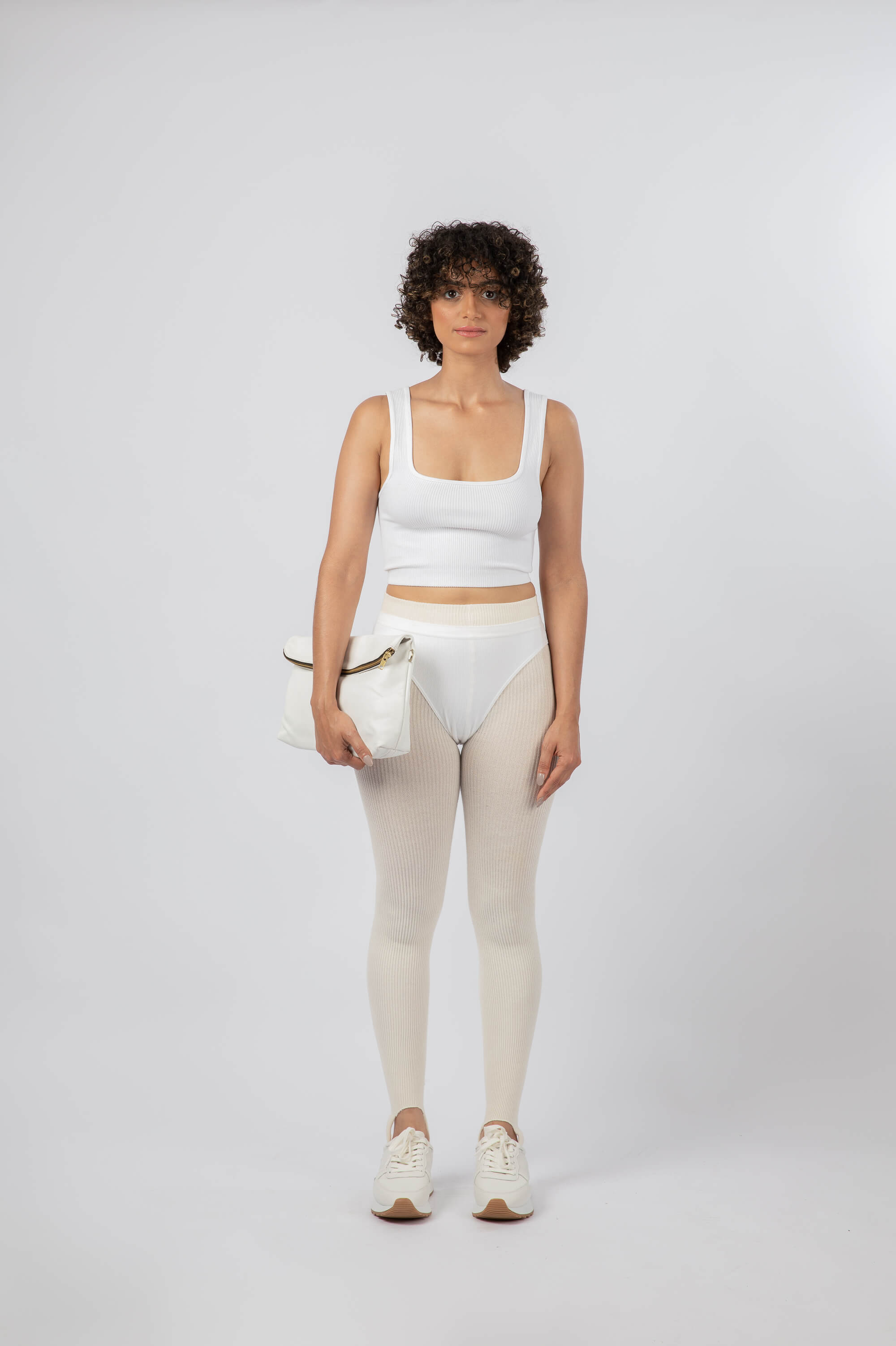 Soft Leather Convertible Clutch Handbag White