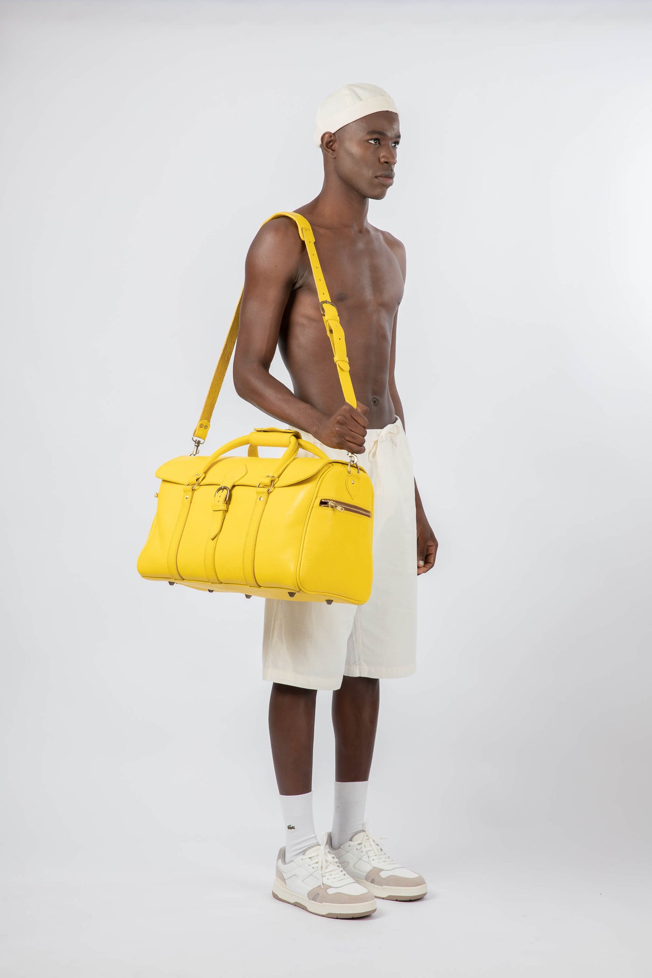 Leather Medium Duffle Bag Yellow