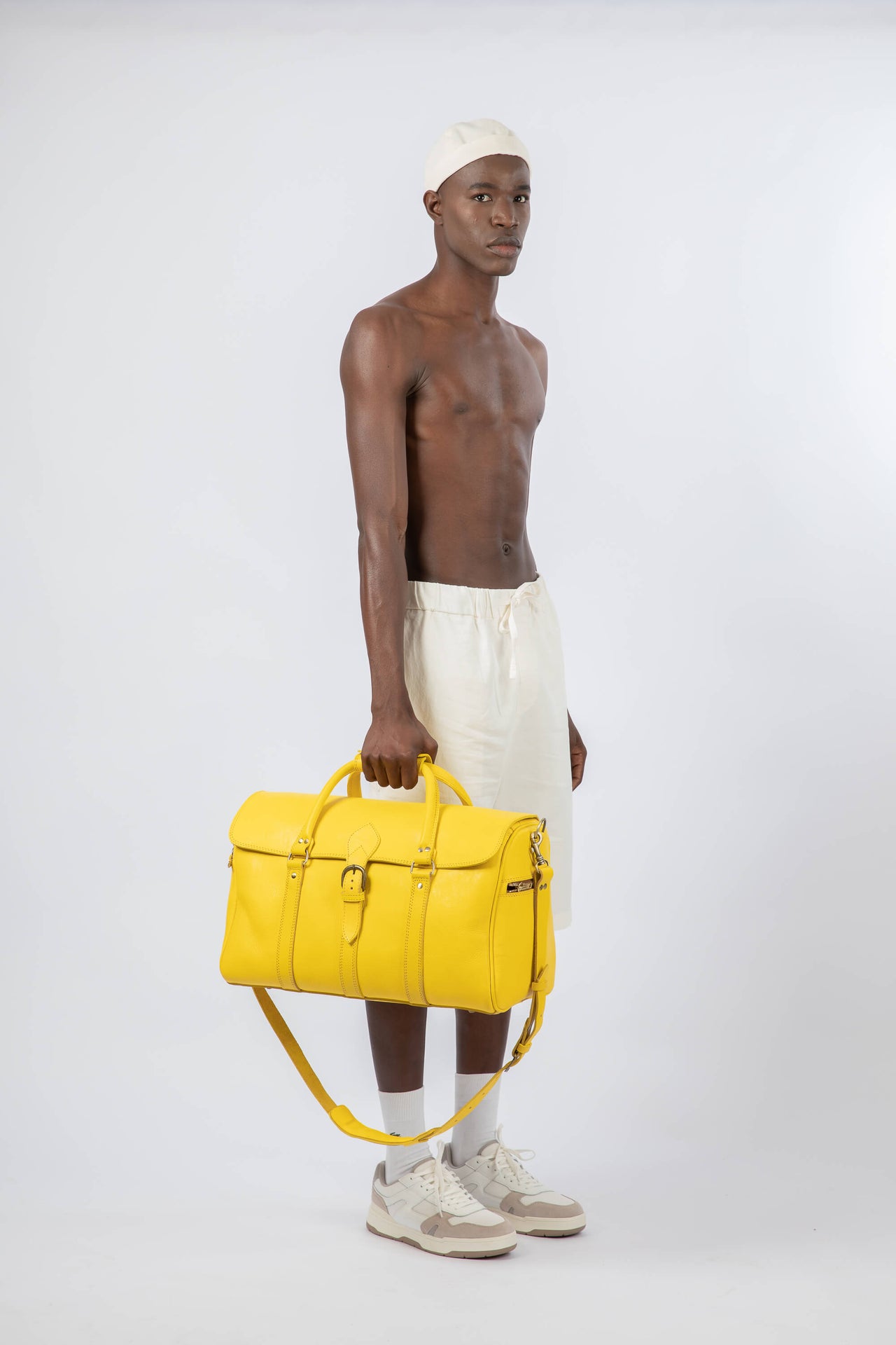Leather Medium Duffle Bag Yellow